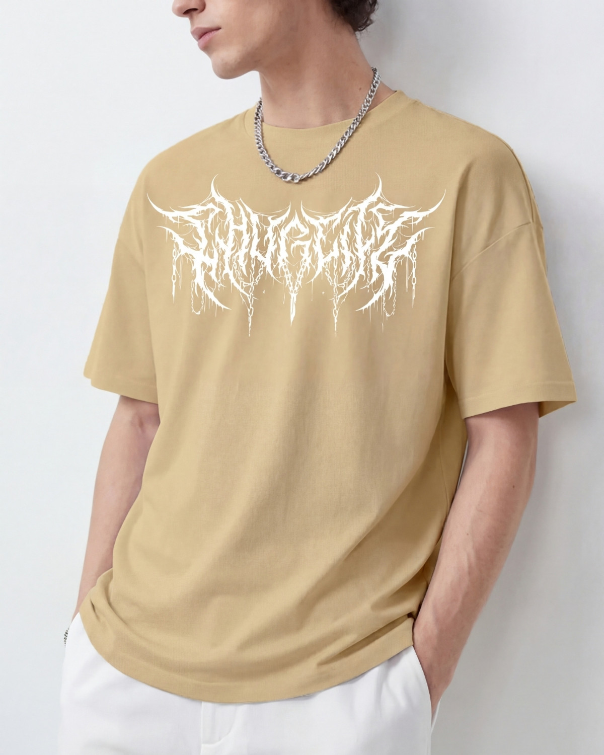 FLYIND VOGUE OUTFIT Men Printed Round Neck Polycotton Beige T-Shirt - Image 1