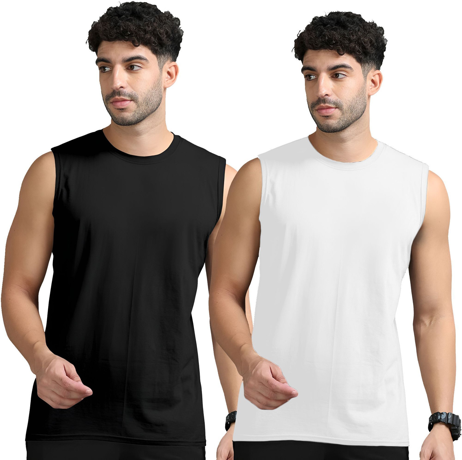 JB Jangoboy Men's Pack of 2 Solid Round Neck Polyester T-Shirts - Image 1