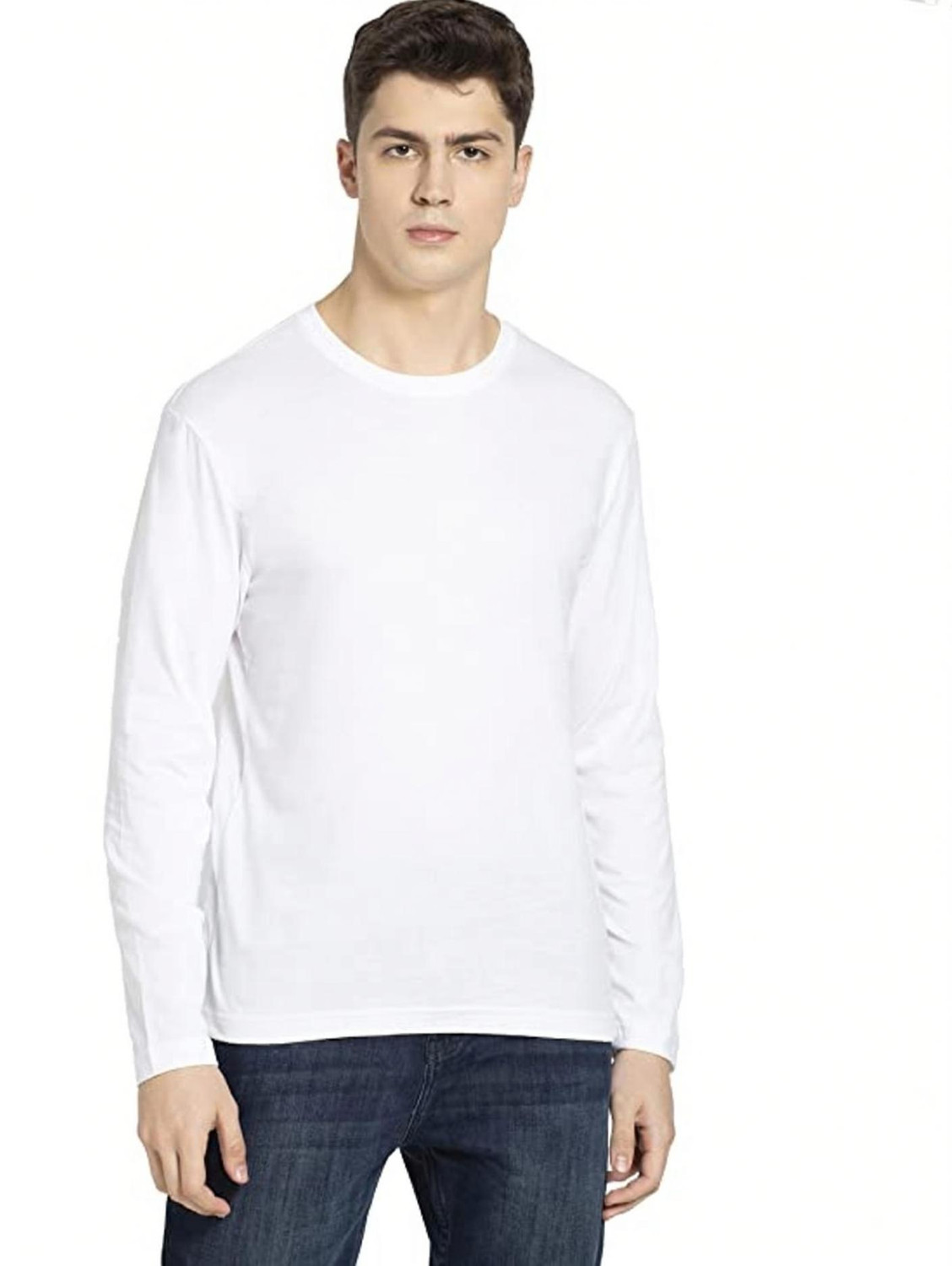 KASPY Men Solid Round Neck Polyester White T-Shirt - Image 1
