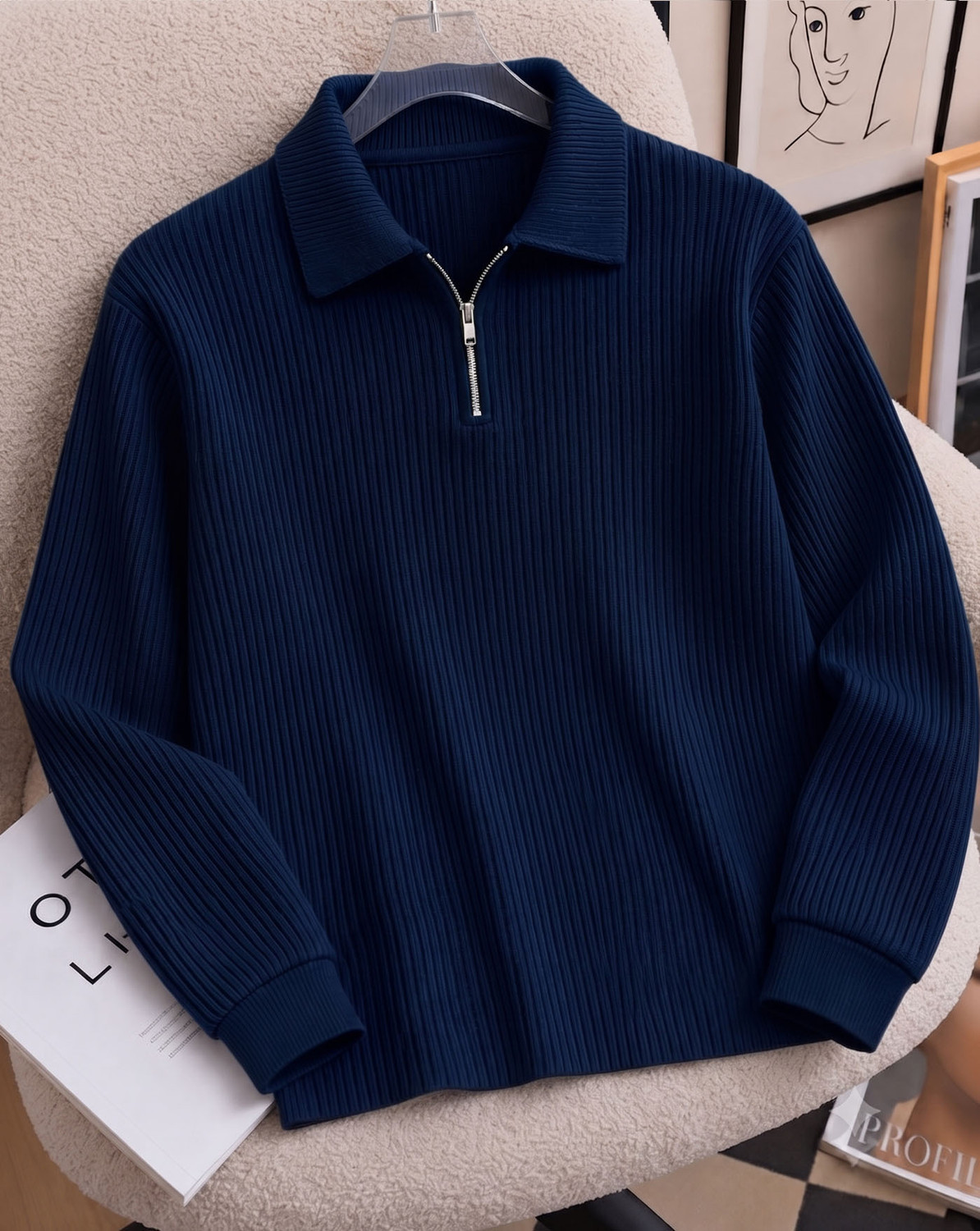 AOOSH Men Full Sleeve Self Design Sweatshirt - Image 1