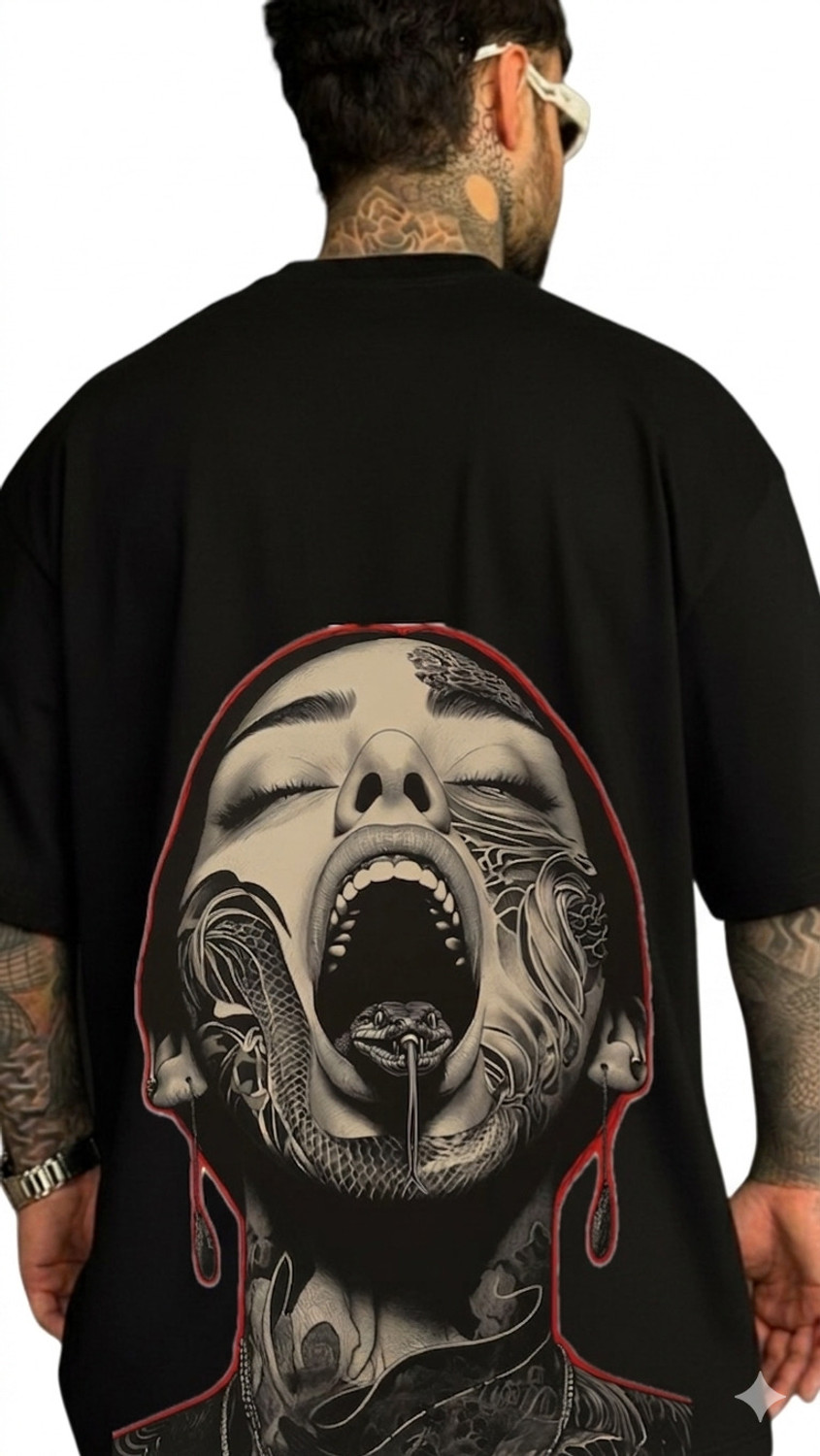 KKCTEX Men Printed Round Neck Pure Cotton Black T-Shirt - Image 1