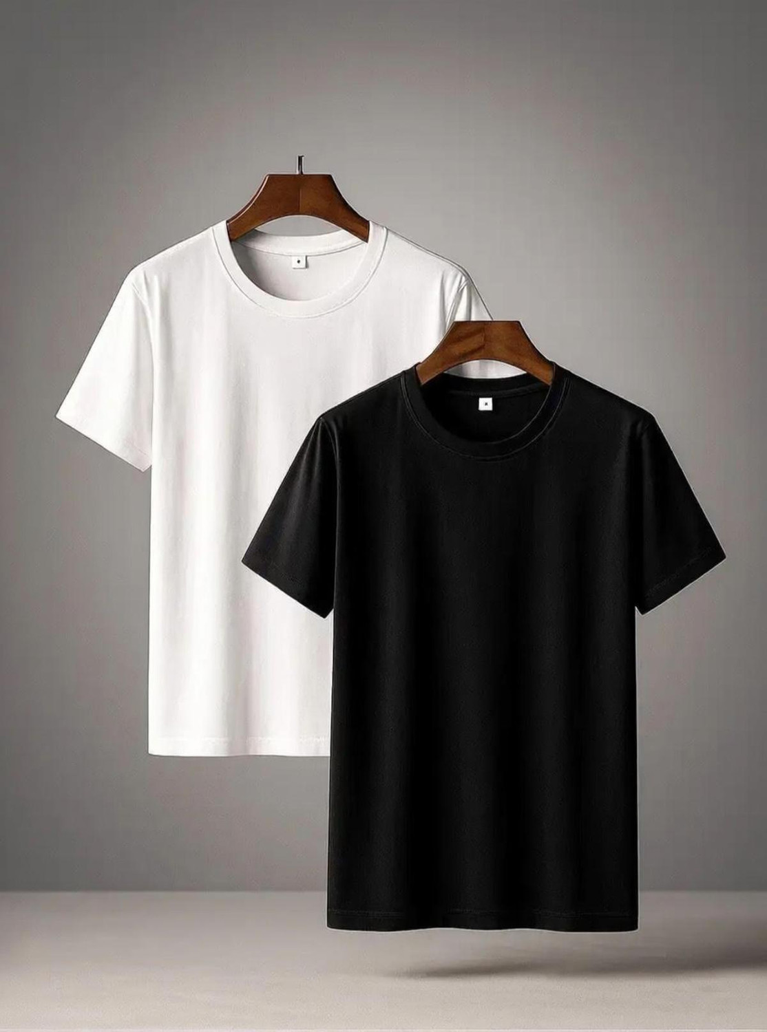 SHYAMIT Men's Solid Round Neck Polyester T-Shirt (White) - Image 1