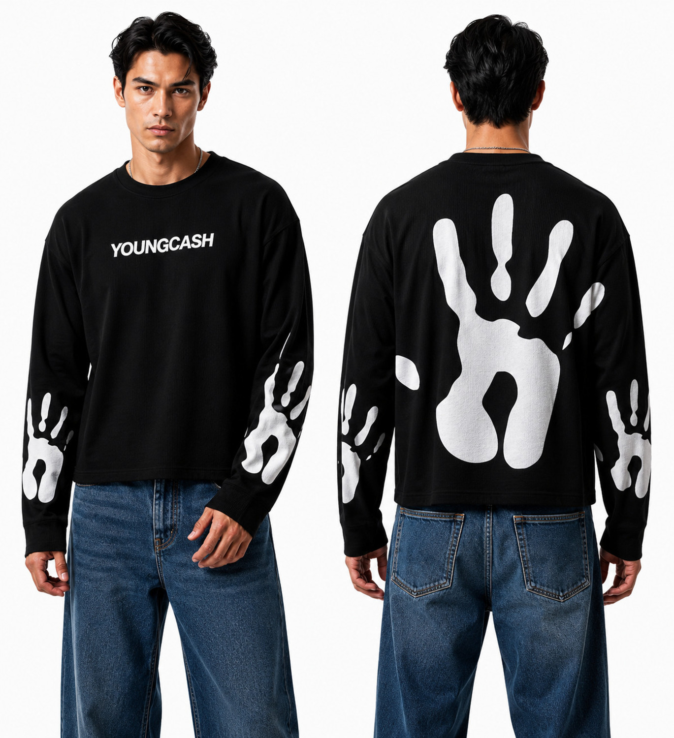 SDnet Men's Cotton Blend Graphic Print T-Shirt (Black) - Image 1