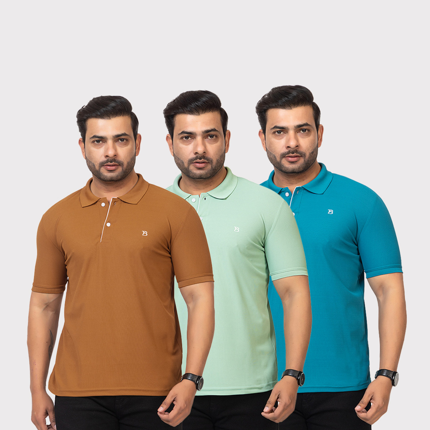 TWEUNBOY Pack of 3 Men Solid Polo Neck Polycotton Multicolor T-Shirt - Image 1