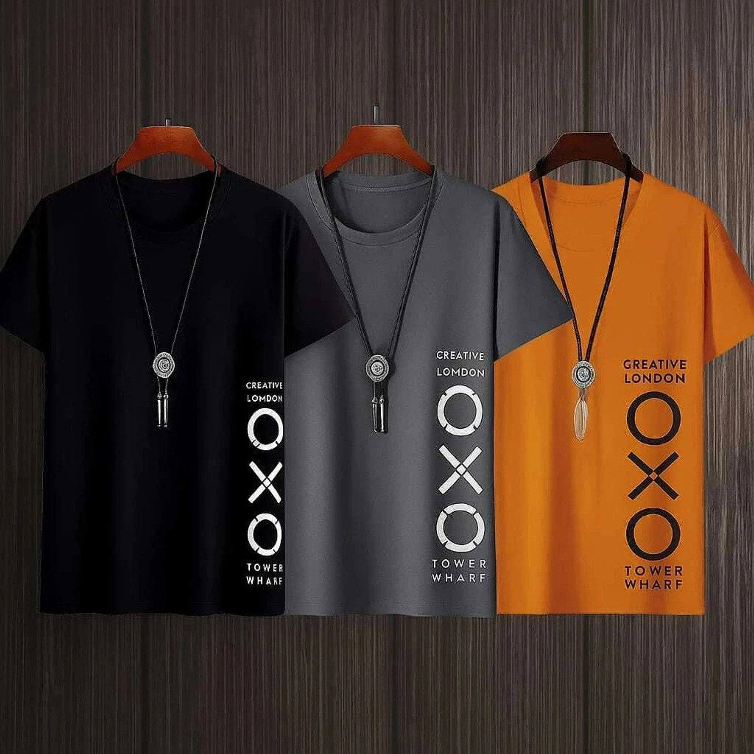 CONVENTIONAL ATTITUDE Pack of 3 Men Printed Round Neck Reversible Polyester Multicolor T-Shirt - Image 1