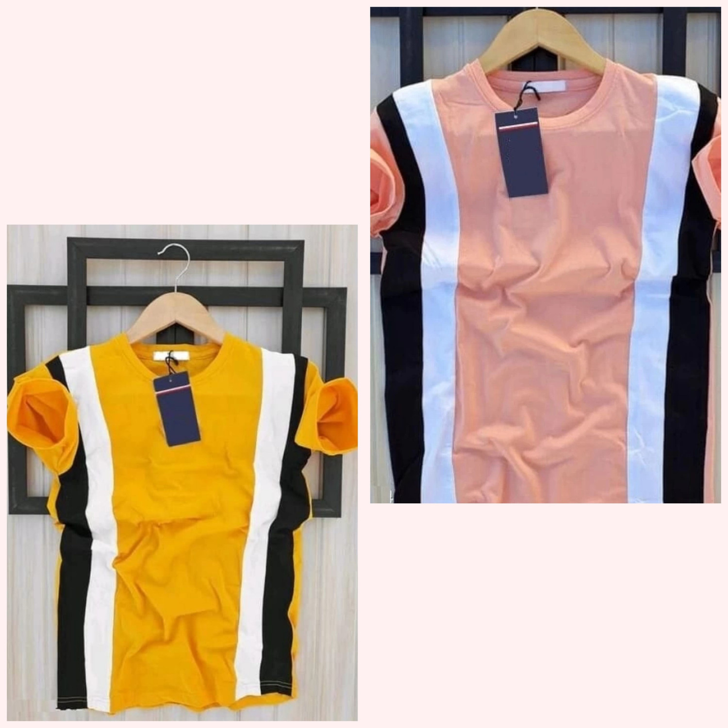 squareretails Men Printed Round Neck Polyester Yellow, Pink T-Shirt - Image 1