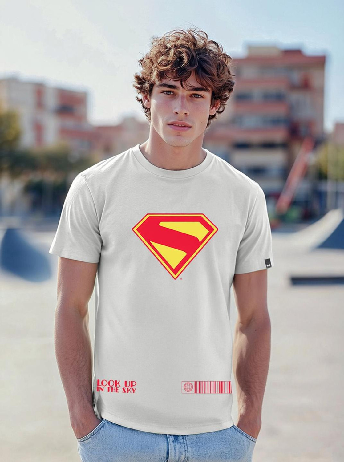 BEWAKOOF Superman Men Graphic Print Round Neck Pure Cotton Grey T-Shirt - Image 1