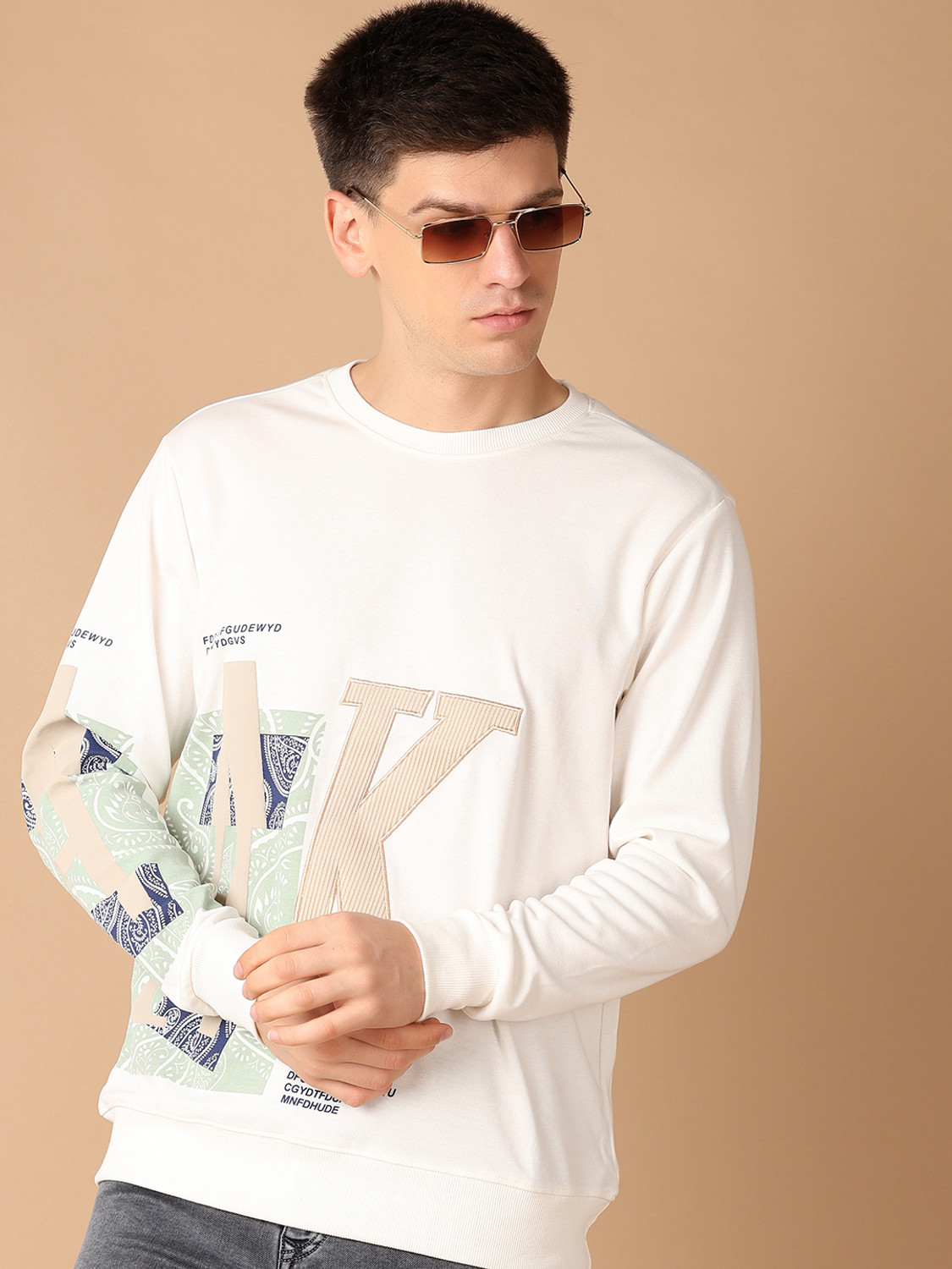 UNLIMITED Men White Printed Cotton T-Shirt - Image 1