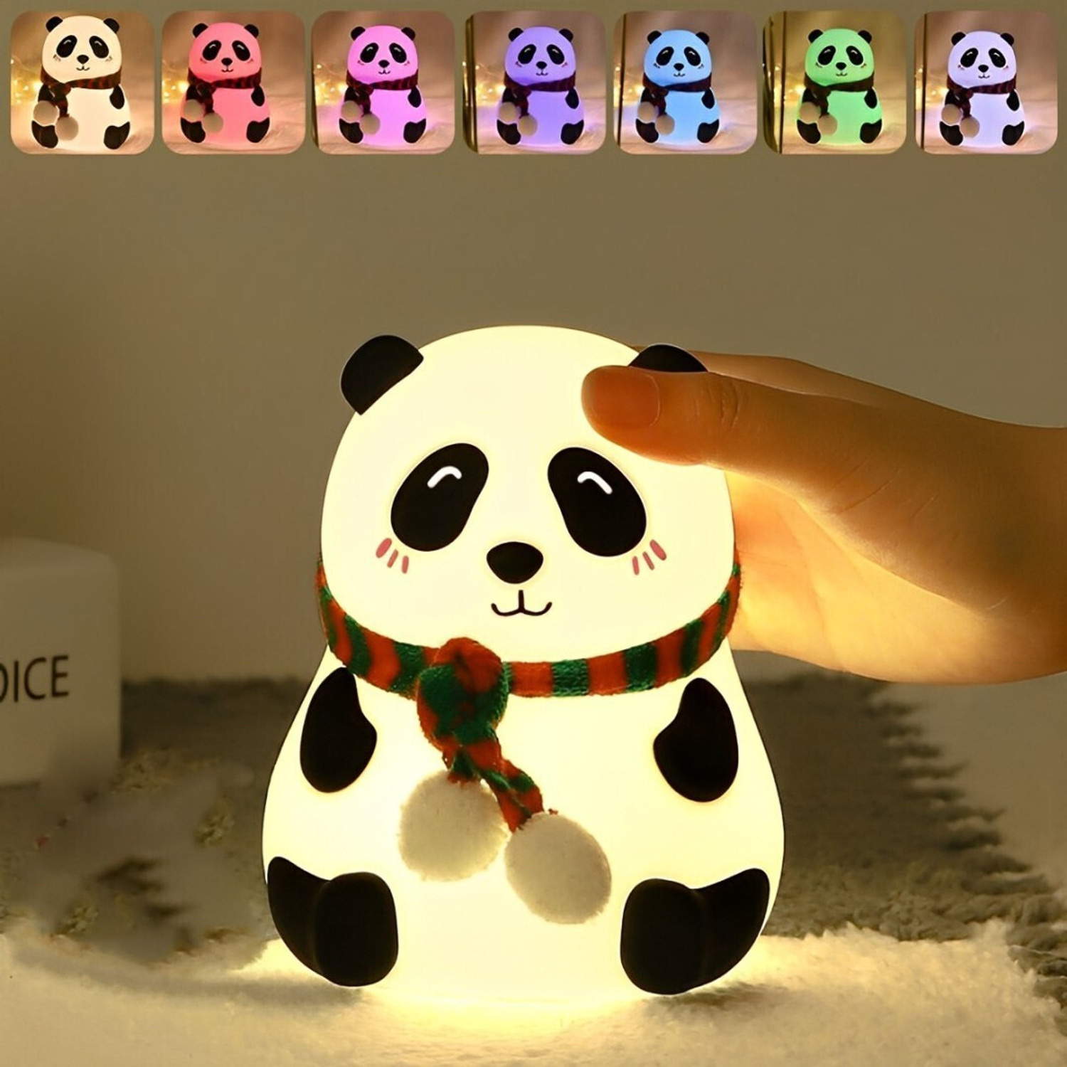 CRENTILA Cute Panda,USB Rechargeable, 7-Colors Changing Light, Room Decor Night Lamp (15 cm, Multicolor) - Image 1