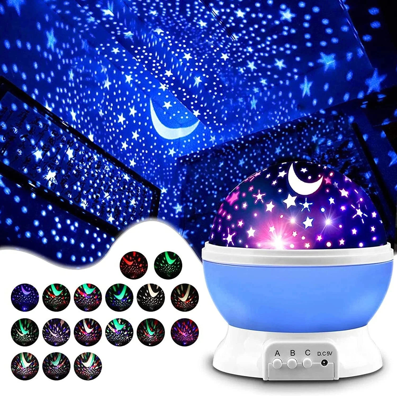 CRENTILA Star Rotating Projector Night Lamp, 15 cm, Multicolor - Image 1