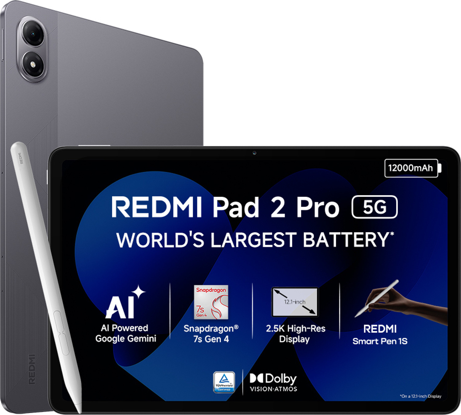 REDMI Pad 2 Pro 5G 12.1-inch 8GB/256GB with Smart Pen 1S 4 Tablets - Image 1
