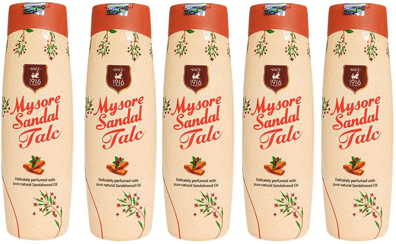 Mysore Sandal Talc 100g Pack of 5 Pack of 5 · 100 g (500 g total) - Image 1