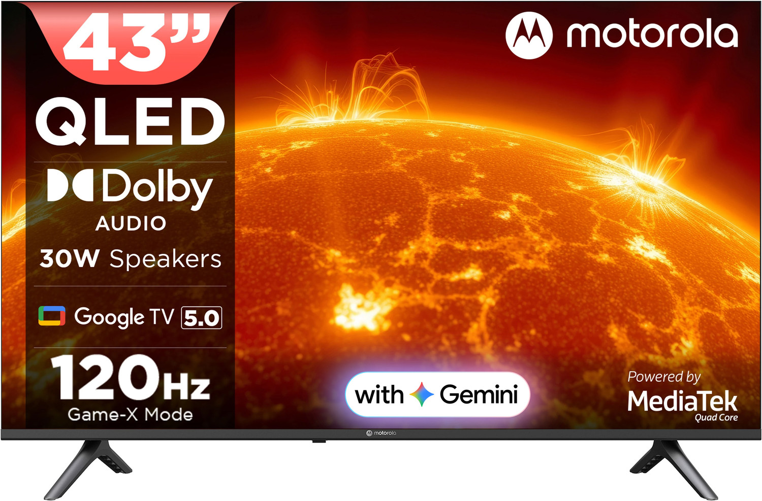 MOTOROLA 108 cm (43 inch) QLED Ultra HD (4K) Smart Google TV with 5.0 OS, 50 W speaker, 120Hz Game accelerator, and Dolby Audio (43UHDGQMWSDQ) - Image 1