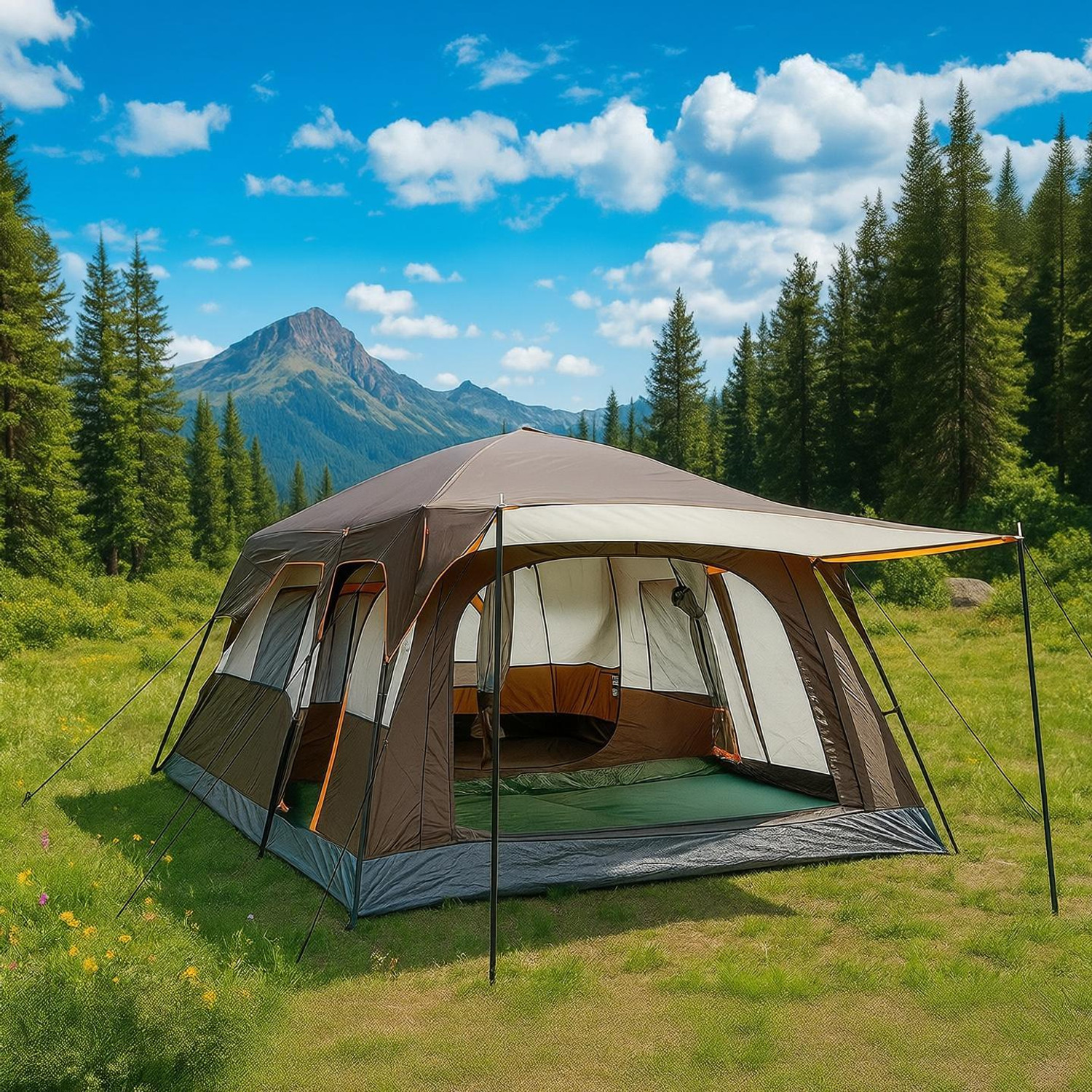 KriShyam 5-9 Person Dome Camping Tent Beige - Image 1