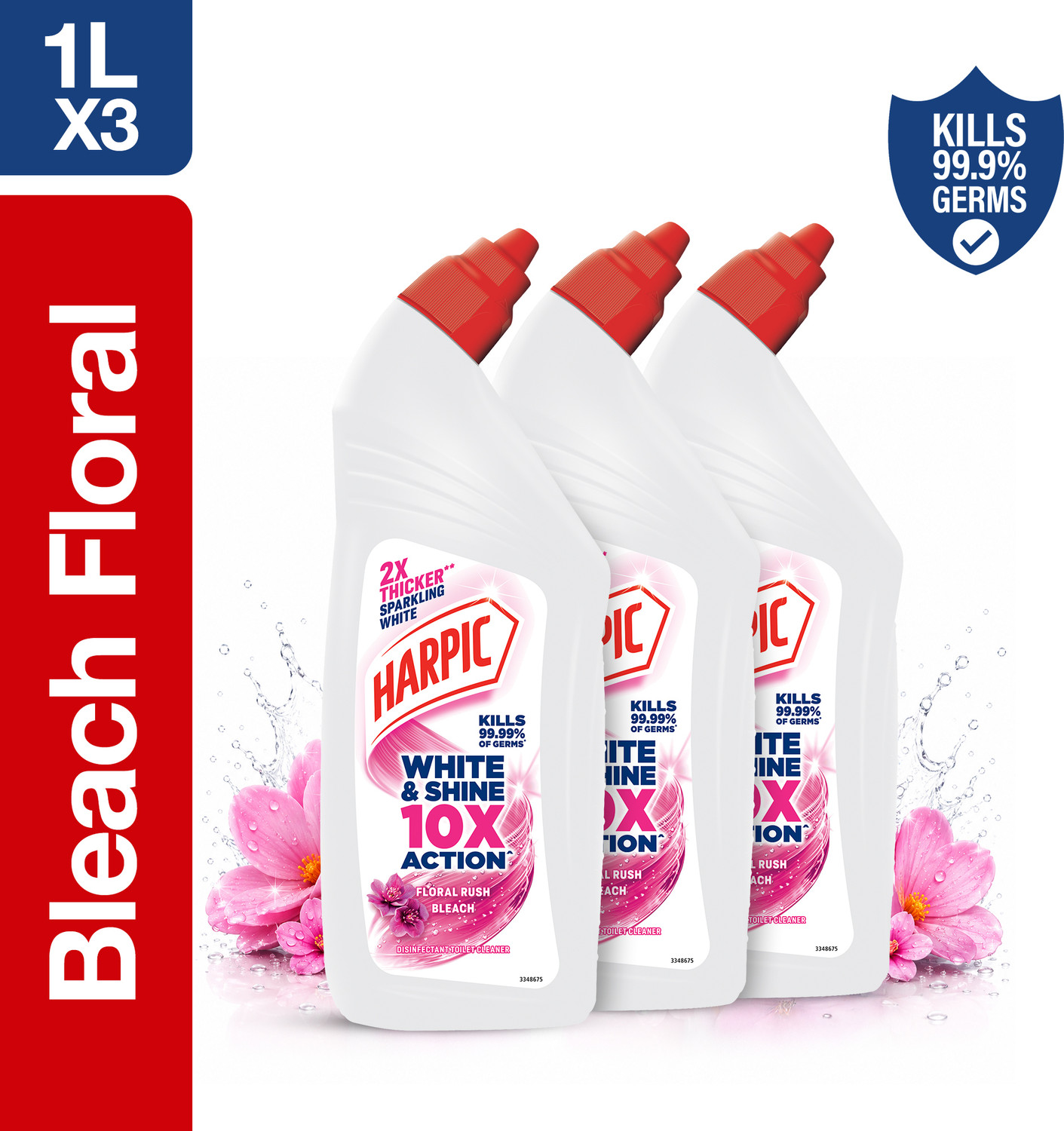 Harpic White & Shine Toilet Cleaner, Pack Pack of 3 · 1 L (3 L total) - Image 1