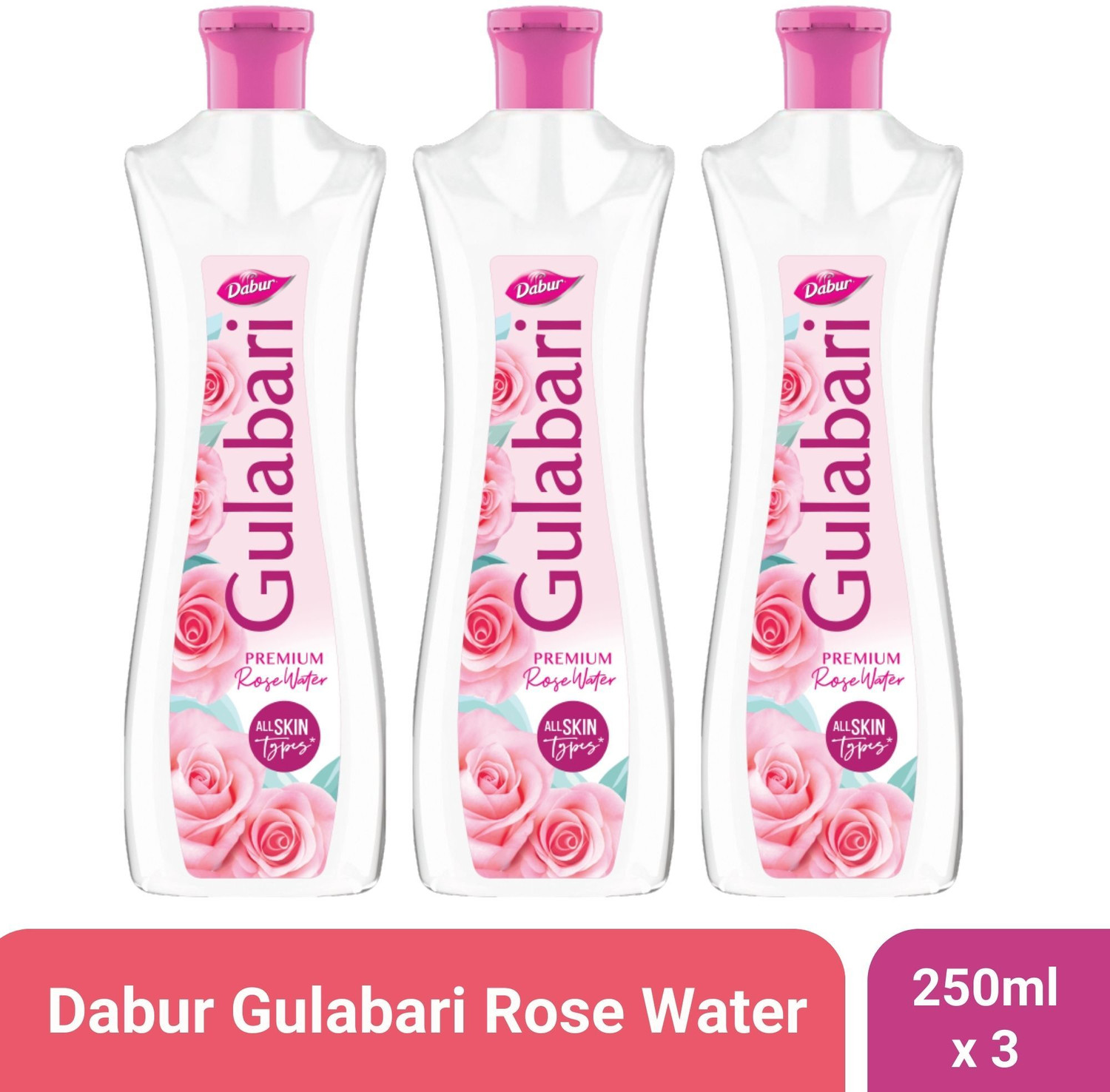 Dabur Gulabari Rose Water 250ml (Pack of 3) - Image 1