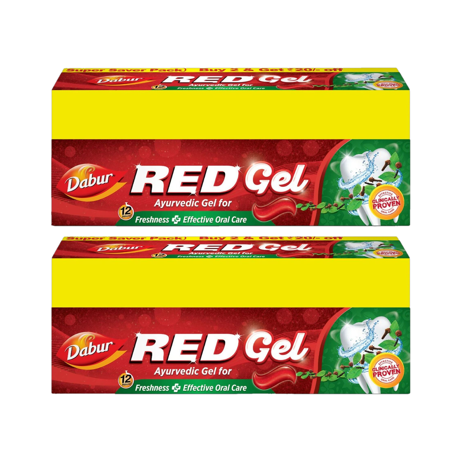 Dabur Red Ayurvedic Gel for Freshness ( Super Saver Pack) Toothpaste (600 g, Pack of 2) - Image 1