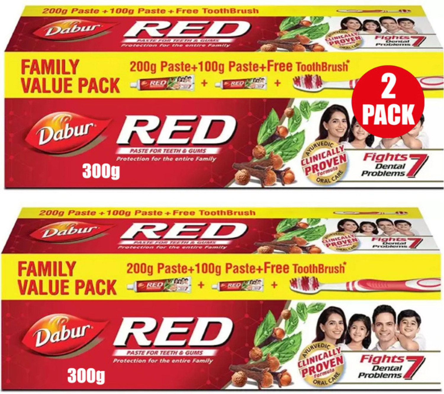 Dabur Red Paste Ayurvedic Toothpaste 300g (Pack of 2) - Image 1