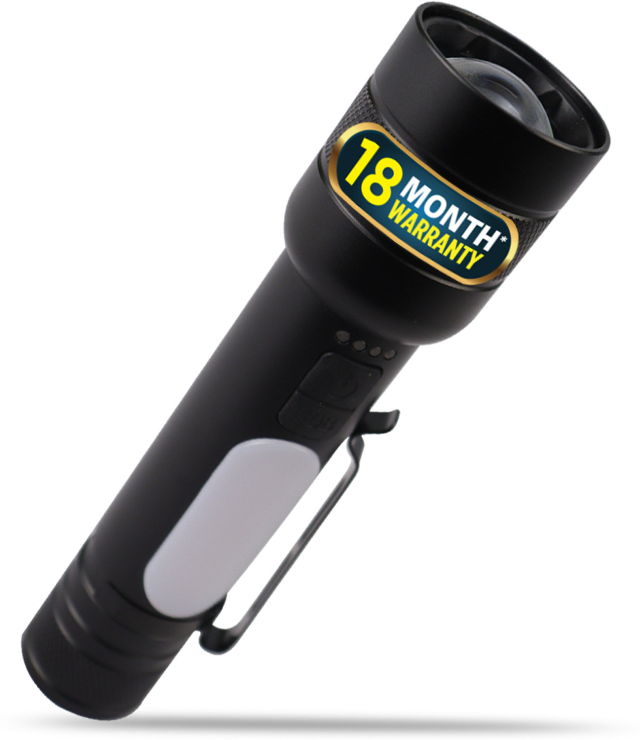 iBELL FL8375S 10W Rechargeable Flashlight with Powerbank, Black - Image 1