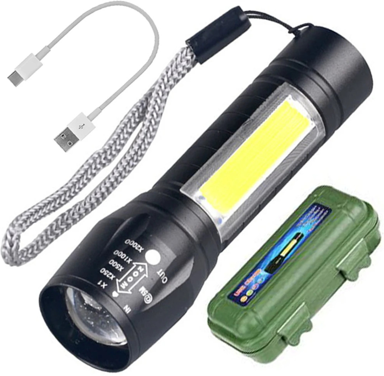 CTB 12W Battery Led 2in1 USB Torch Powerful Waterproof Camping Zoomable Flashlight à¤à¥à¤°à¥à¤ (à¤¬à¤¹à¥à¤°à¤à¤à¥ à¤°à¤¿à¤à¤¾à¤°à¥à¤à¥à¤¬à¤²) - Image 1