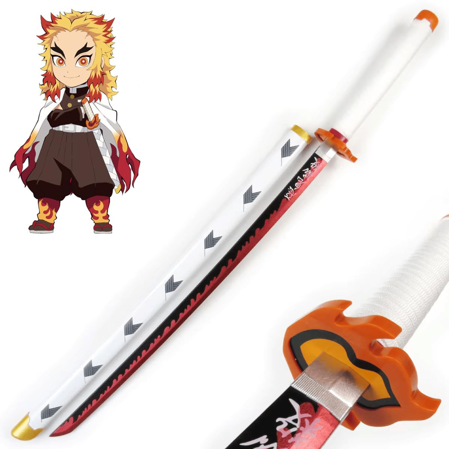 World Gift Mart Demon Slayer Rengoku Wooden Katana 105cm White - Image 1