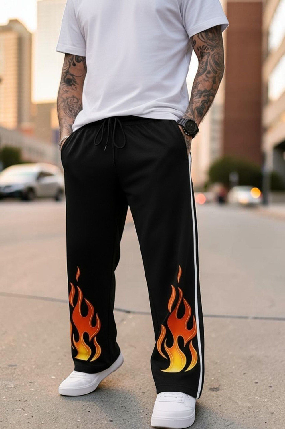 PEENVORRAS Men Graphic Print Black Track Pants - Image 1