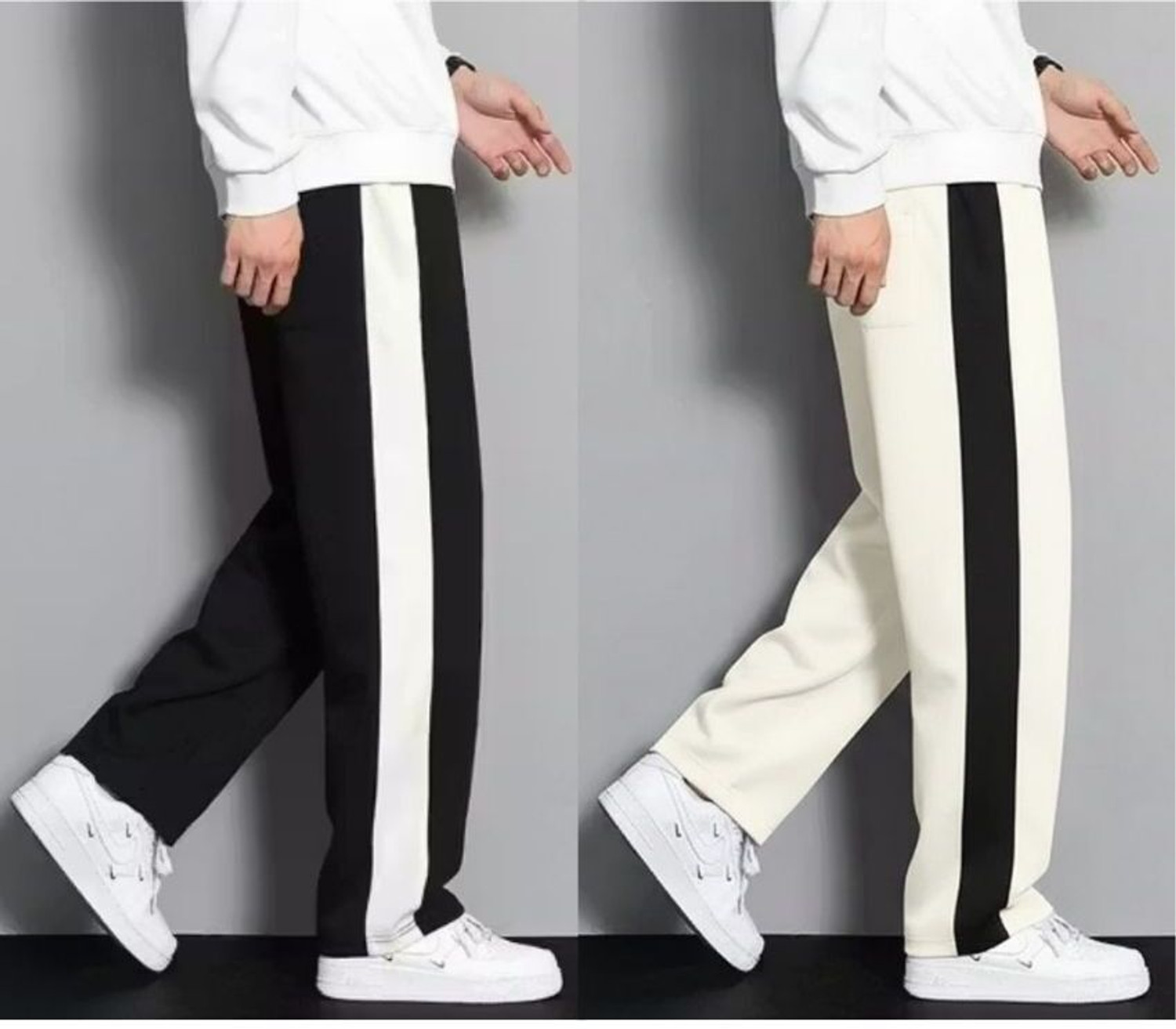 Vcloths Pack of 2 Men Solid Striped Track Pants Multicolor - Image 1
