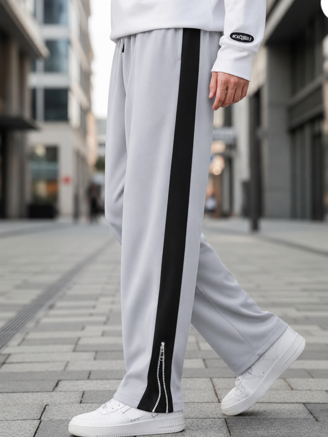 Vontade Men Striped Grey Track Pants - Image 1