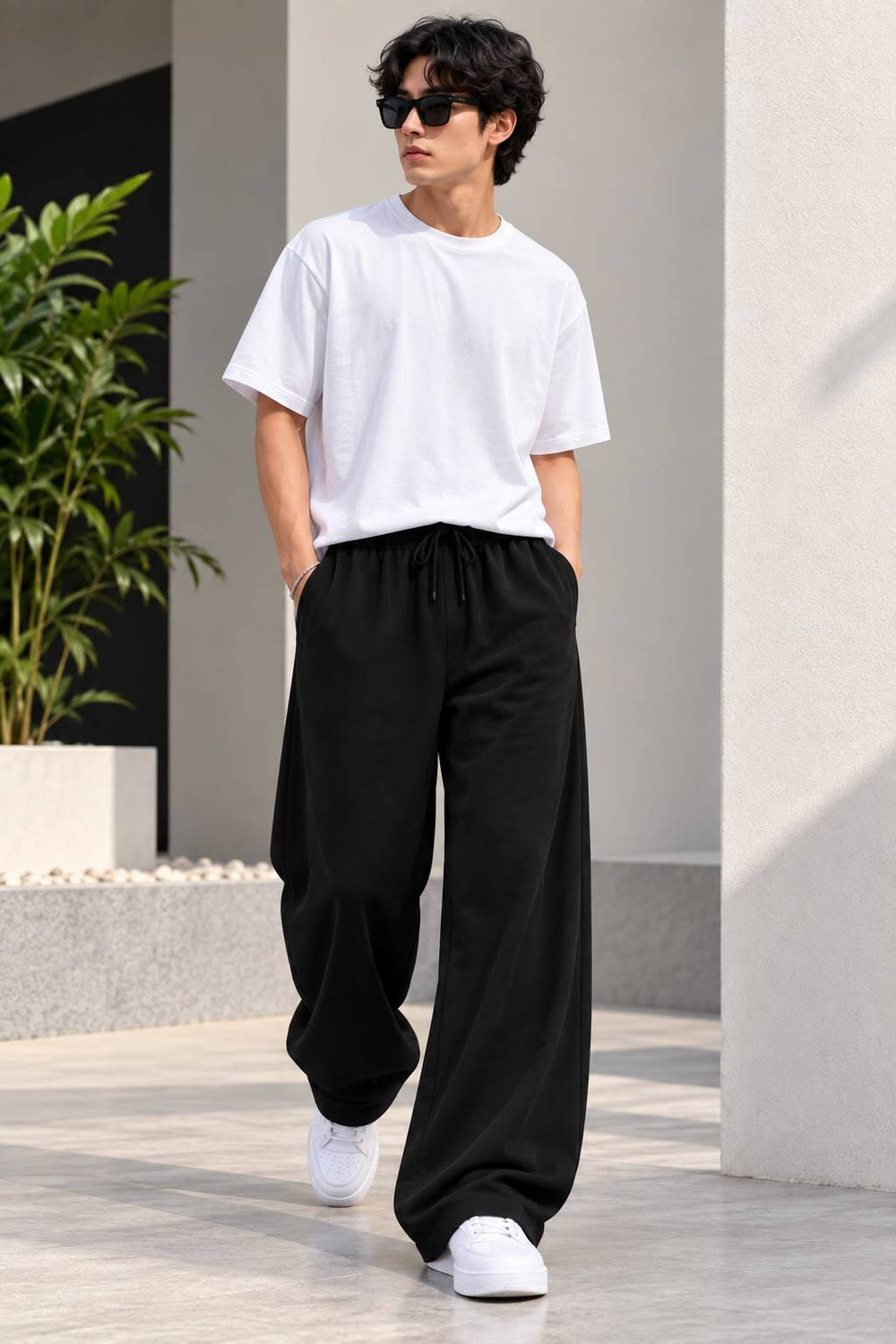Bonker Men & Women Solid Black Track Pants - Image 1