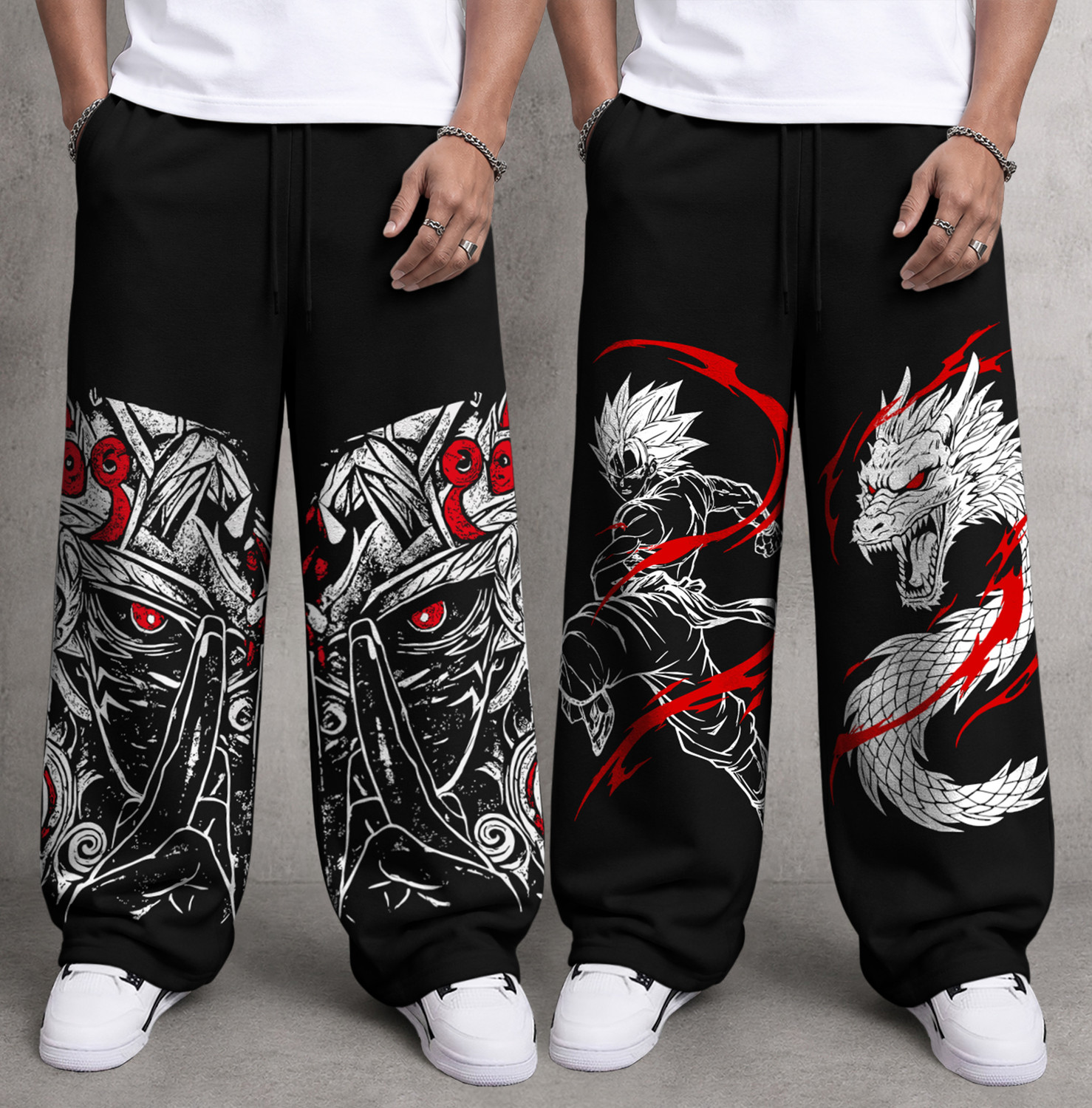 TRIPR Pack of 2 Men Graphic Print Black Track Pants - Image 1