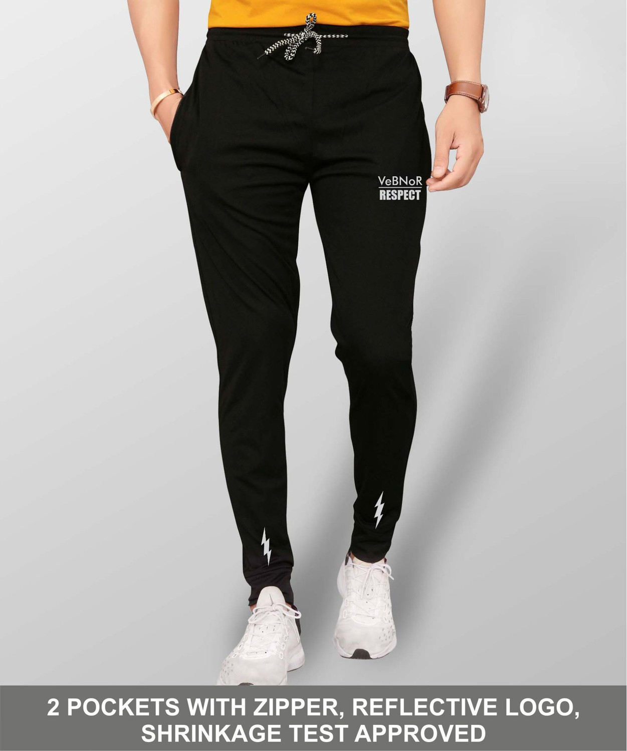 VeBNoR Men Solid Black Track Pants - Image 1