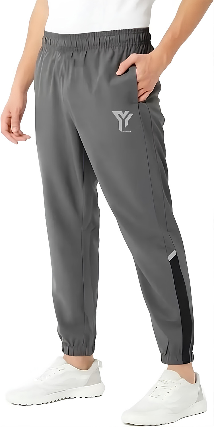 YUNEK Men Solid Grey Track Pants - Image 1
