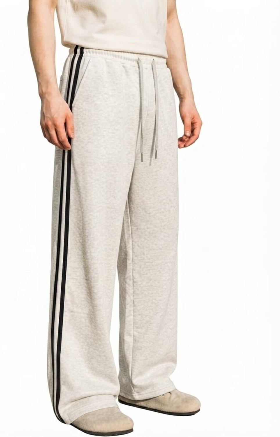 HURAINTA FASHION Men Striped Grey Track Pants - Image 1