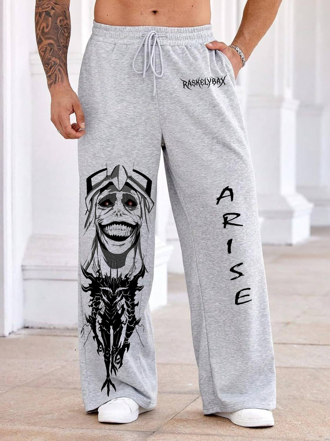 RASKELYBAX Men Printed Black Track Pants - Image 1