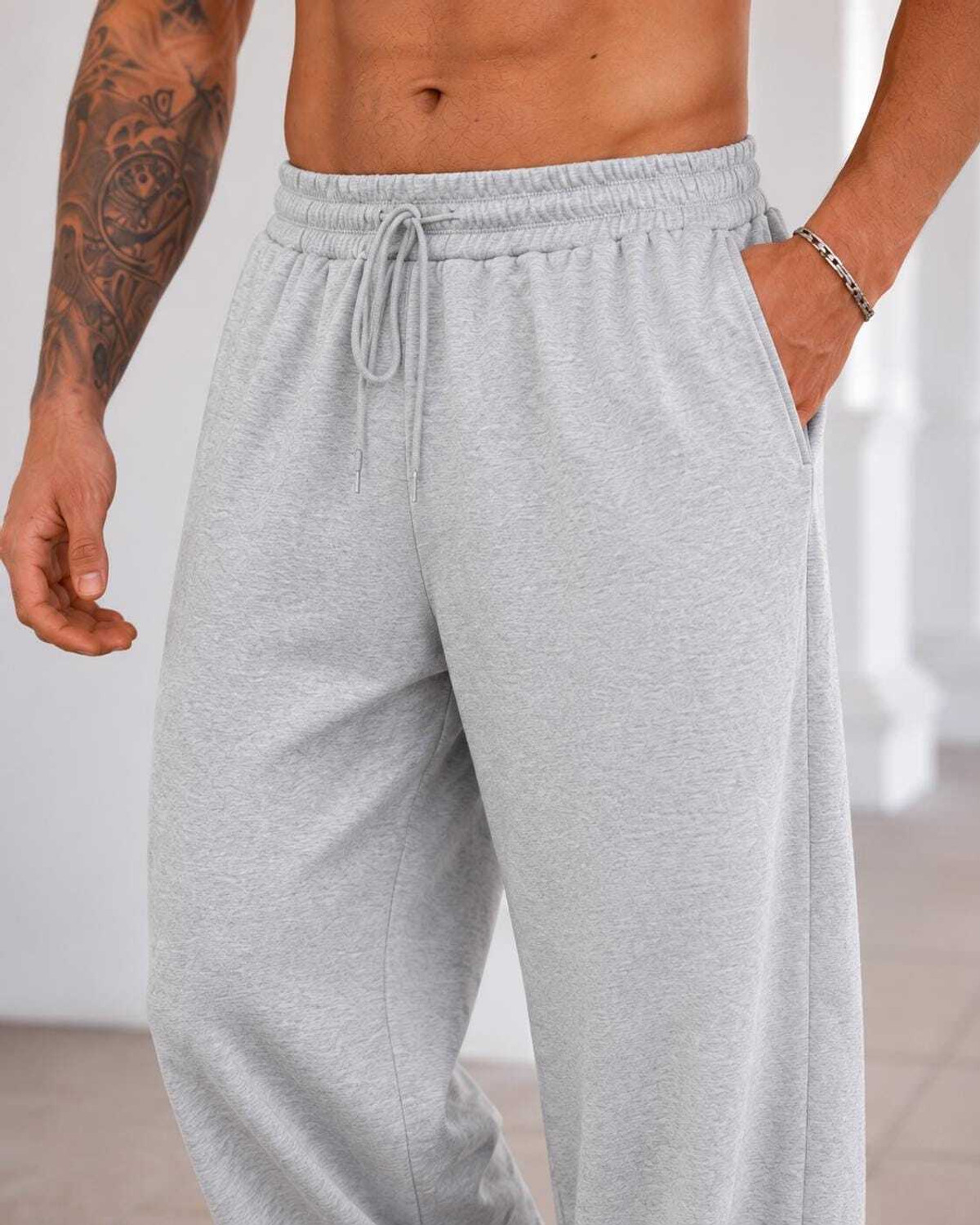 FLYcollection Men Solid Grey Track Pants - Image 1