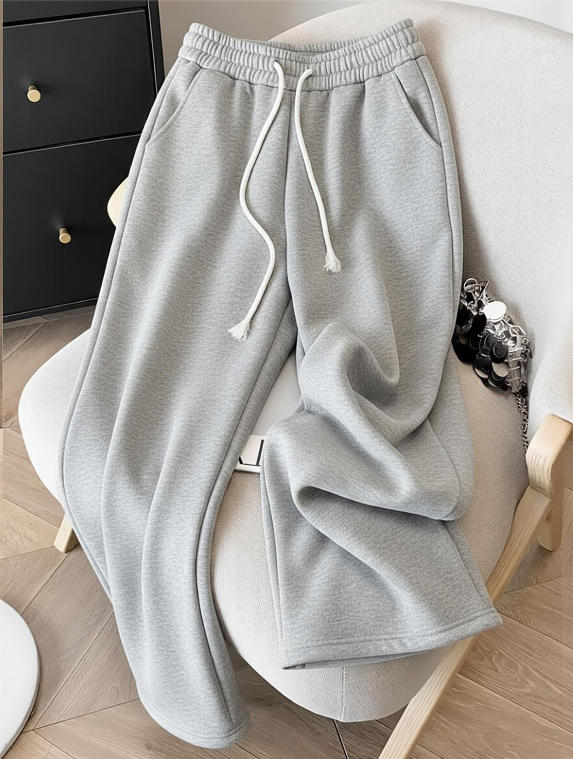 PRAVAHA Men & Women Solid, Striped Grey Track Pants - Image 1