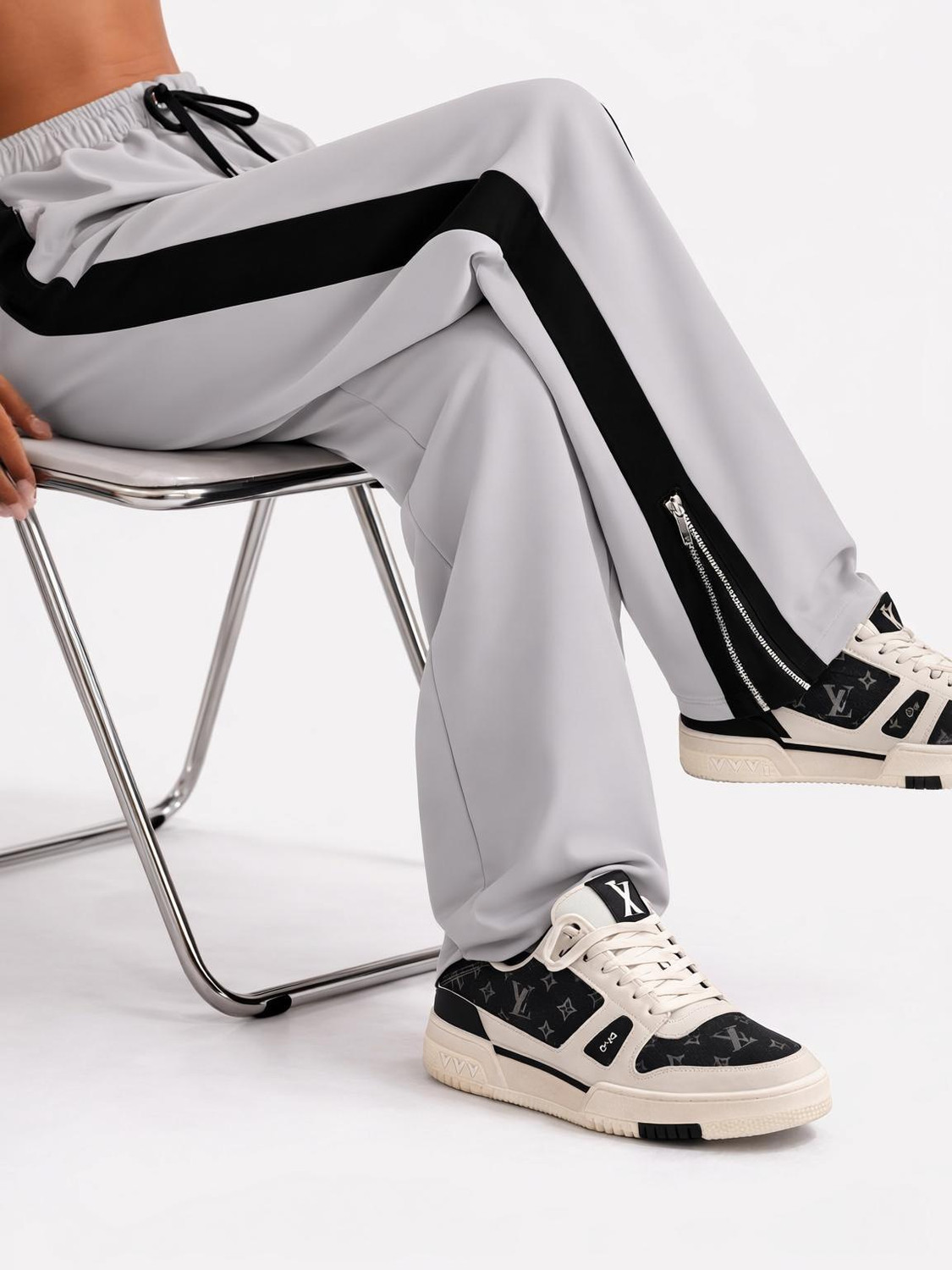 Vontade Men Colorblock Grey Track Pants - Image 1