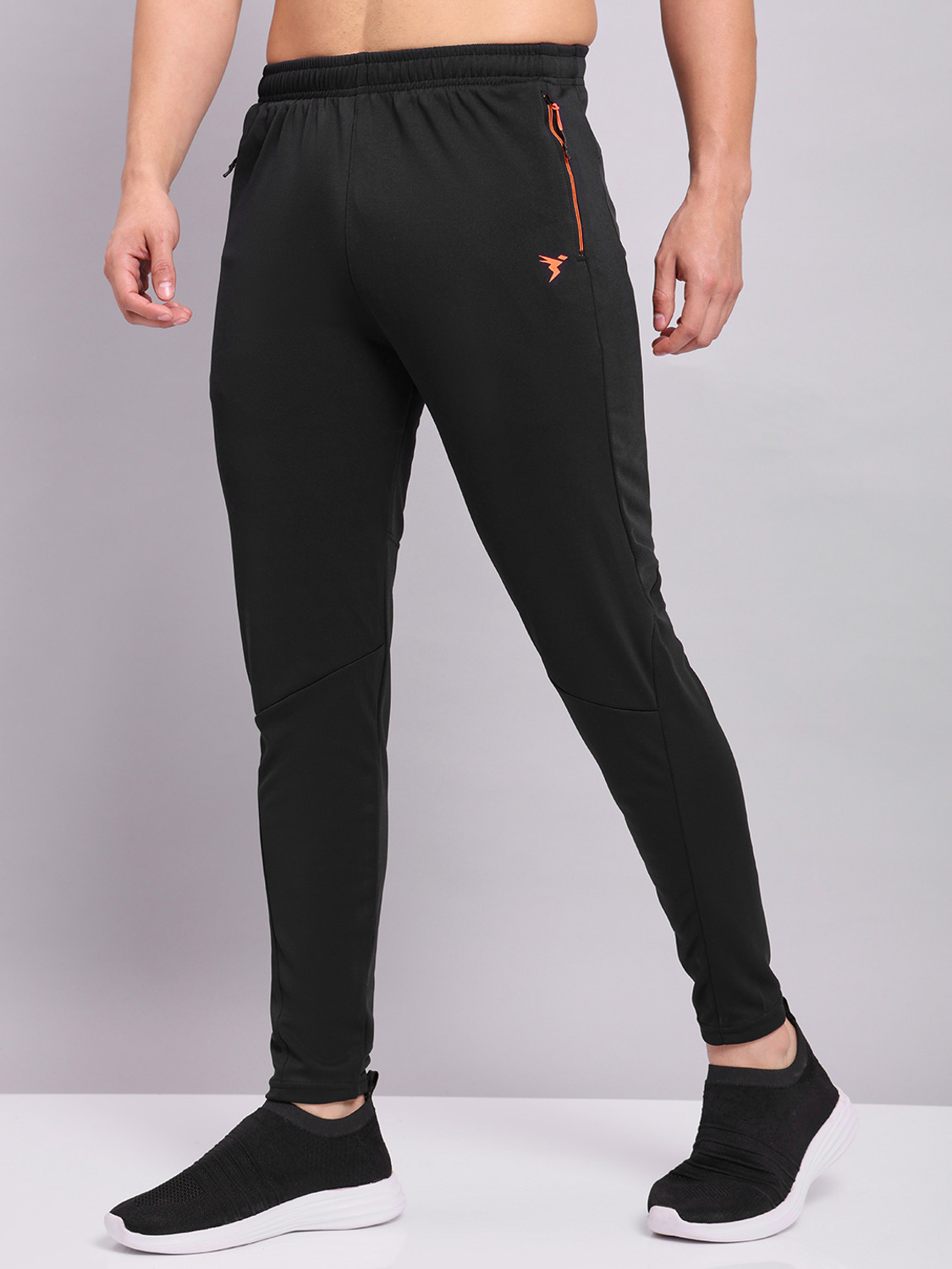 TECHNOSPORT Men Solid Black Track Pants - Image 1