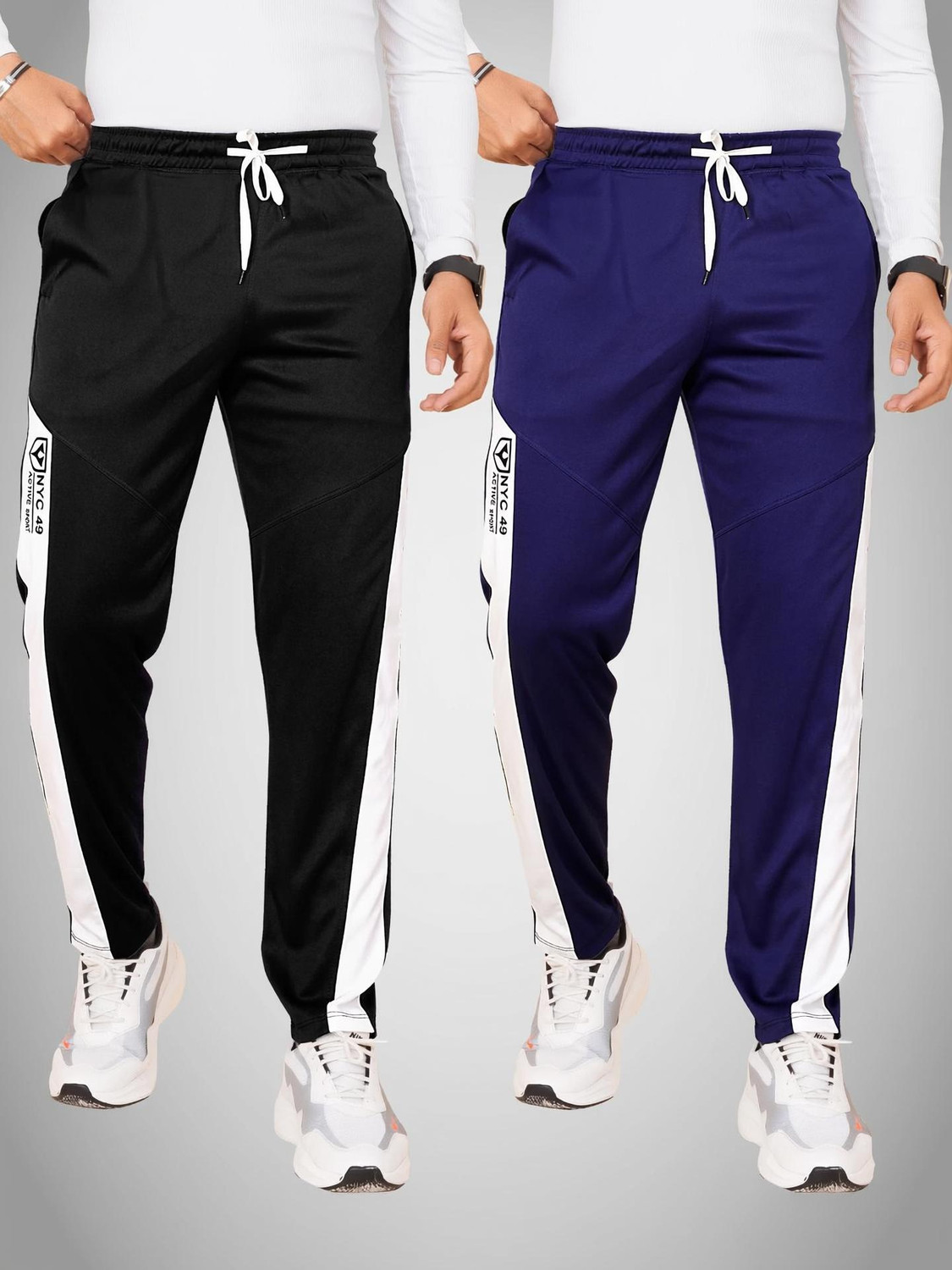Yazole Colorblock Men Black Blue Track Pants - Image 1