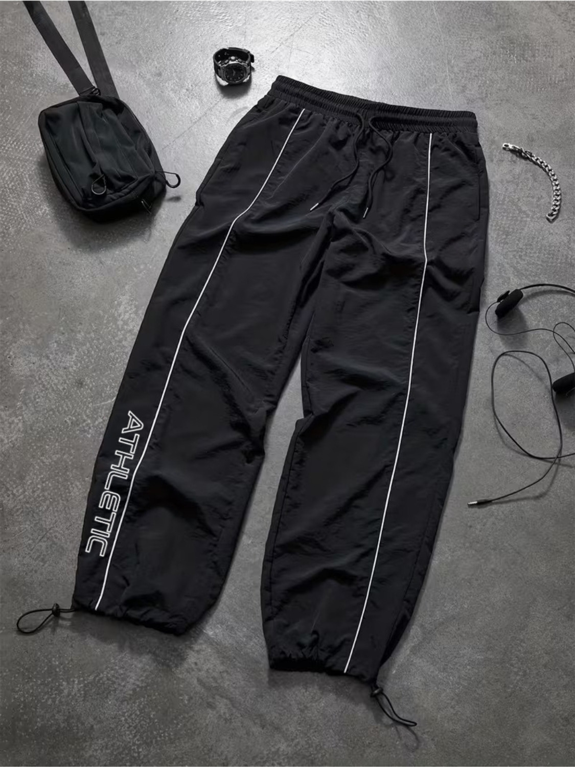 Povaxpo Men Printed Black Track Pants - Image 1