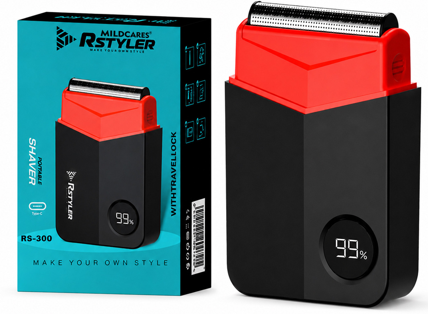 MILDCARES RStyler Portable Mini Shaver for Men, Black - Image 1