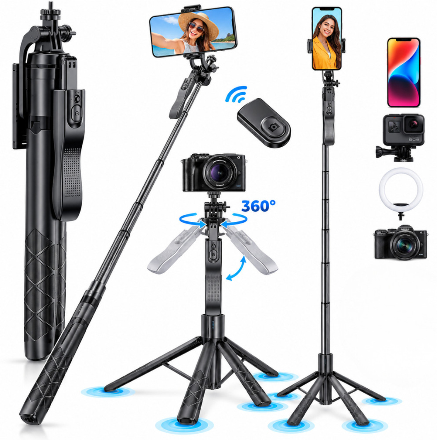 Maizic Smarthome CreatorPod 5 75-Inch Selfie Stick Tripod (Black) - Image 1