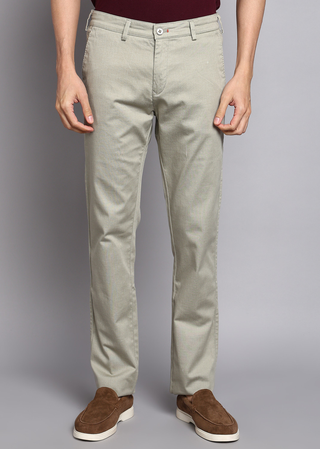 KILLER Men Slim Fit Light Green Cotton Blend Trousers - Image 1