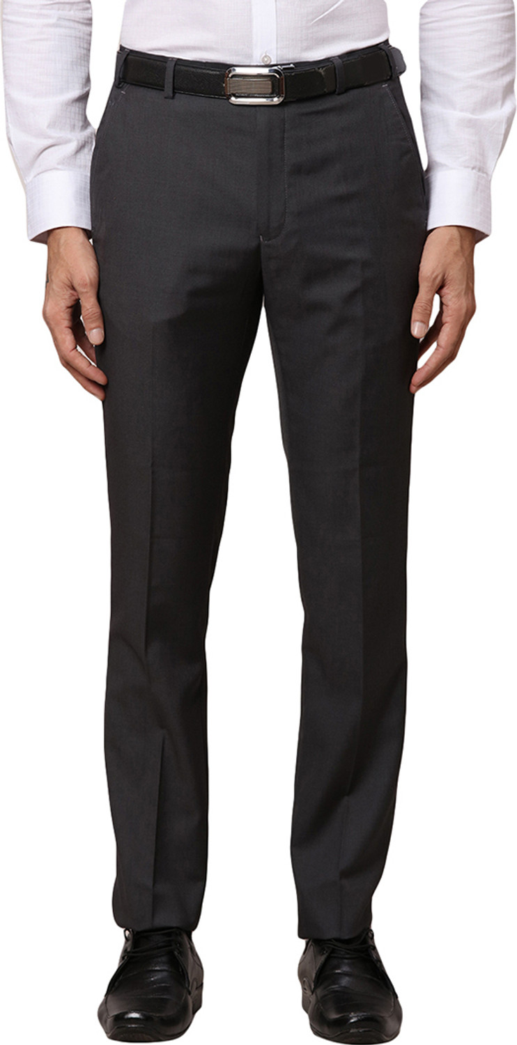 PARK AVENUE Men Slim Fit Grey Crepe Trousers - Image 1