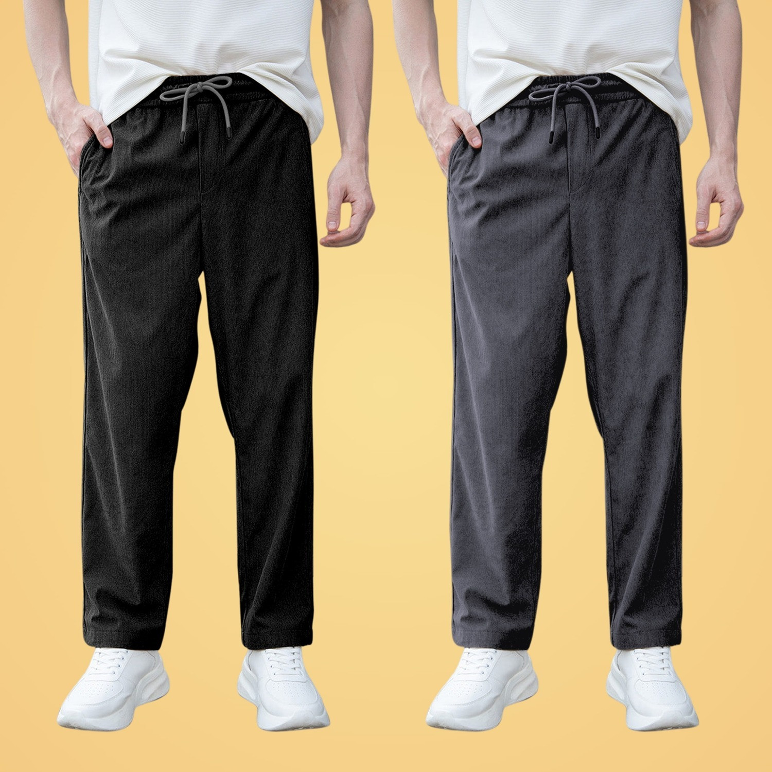 GIBBONTE Men's Pack of 2 Track Pants (Black, Grey) - Image 1