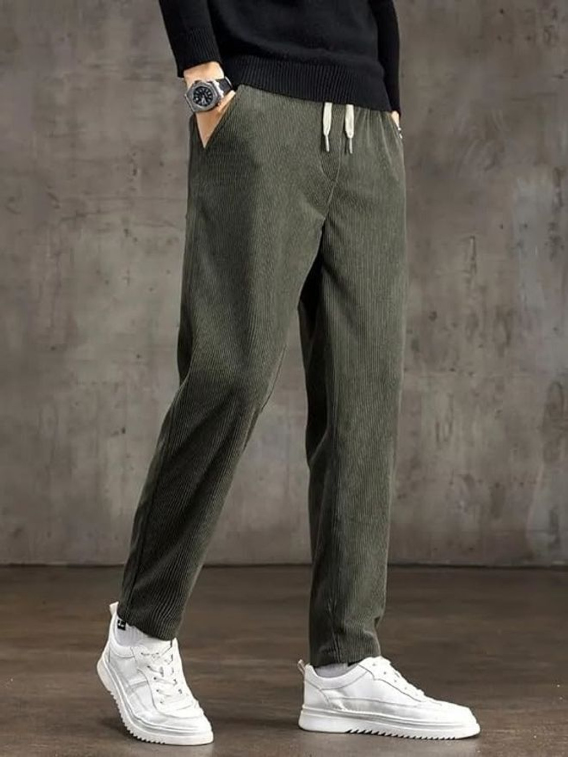 METRONAUT Men Green Lycra Blend Regular Fit Trousers - Image 1