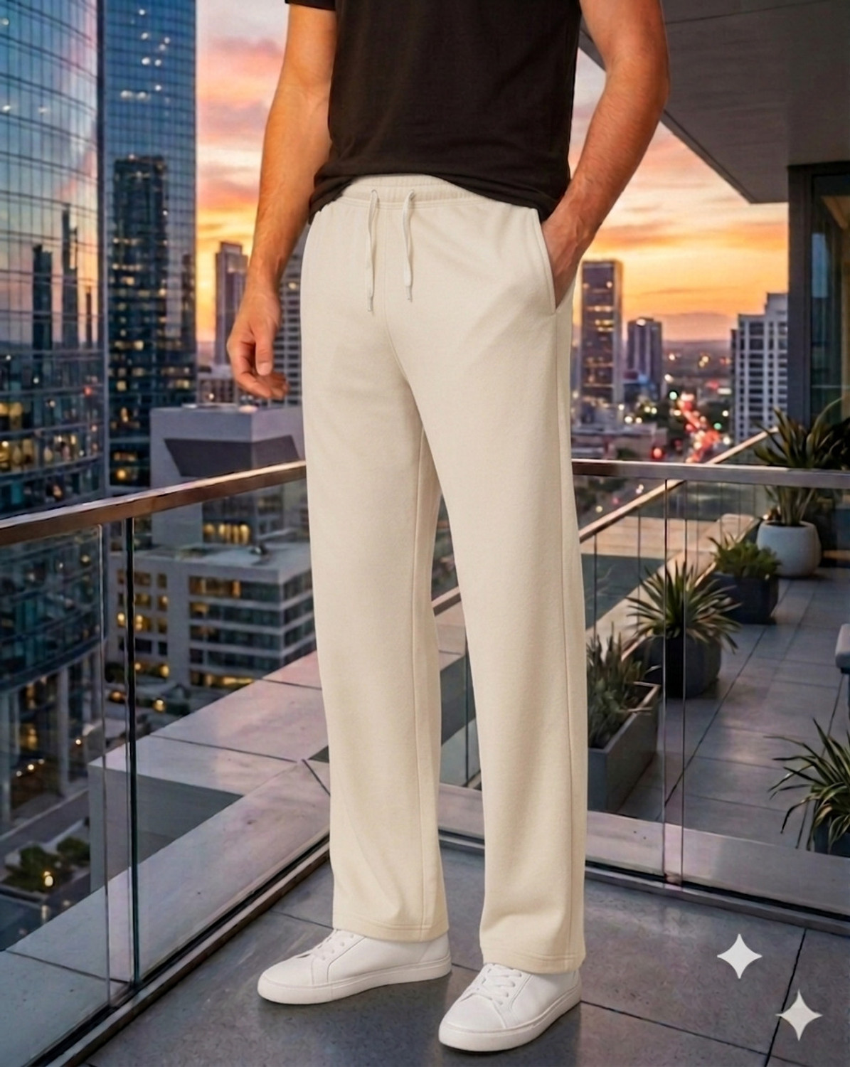 METRONAUT Loose Fit Men Beige Cotton Blend Trousers - Image 1