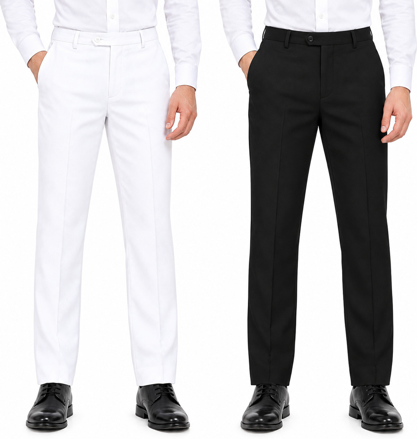 Surendra Pack of 2 Men Straight Fit White, Black Polycotton Trousers - Image 1