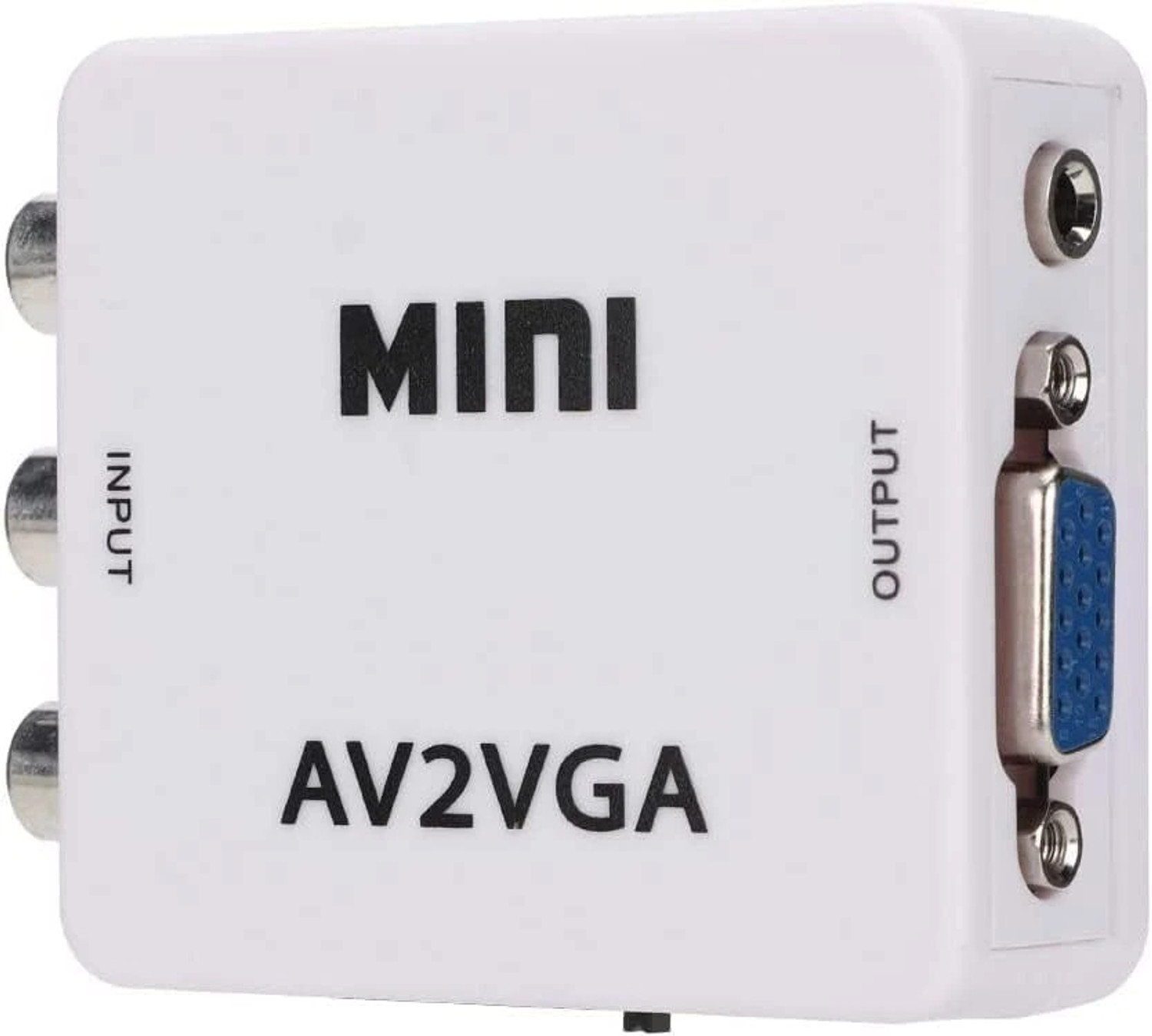 Sancy Mini HD AV to VGA Video Converter with 3.5mm Audio (White) - Image 1
