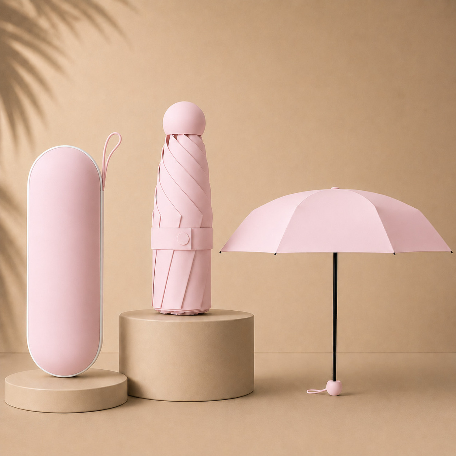 RAINGAL Mini Folding Compact Umbrella Pink - Image 1